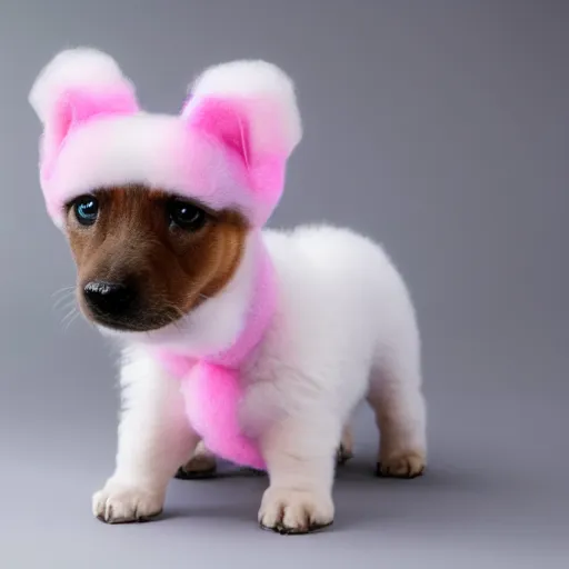 Image similar to puppy made of cotton candy