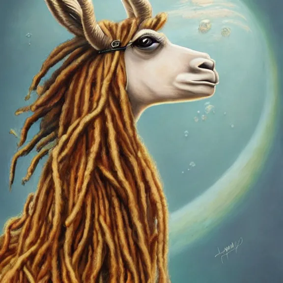 Prompt: llama with dreadlocks, art deco, by Mandy Jurgens, Ernst Haeckel, James Jean, artstation, concept art