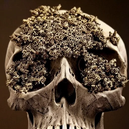Prompt: a skull made of dead insects, creepy, intricate details, detailed