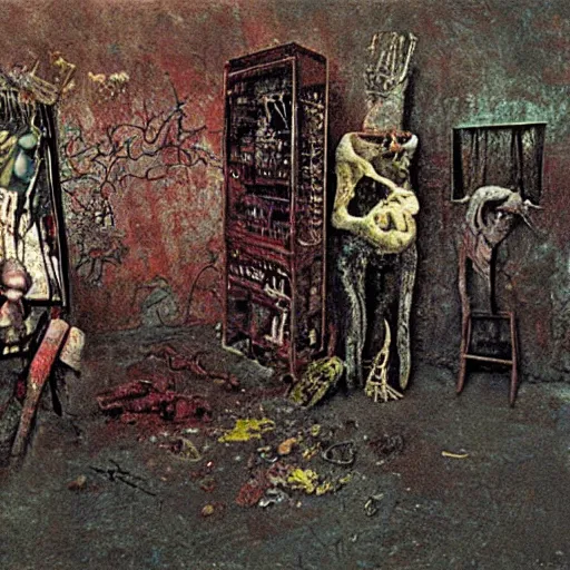 Image similar to 3 5 mm color photography, joel - peter witkin, beksinski, and stephen gammell, video still of glitch nightmare