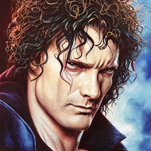 Image similar to a portrait of sandman from neil gaiman, art by mark brooks and brom gerald and artgerm