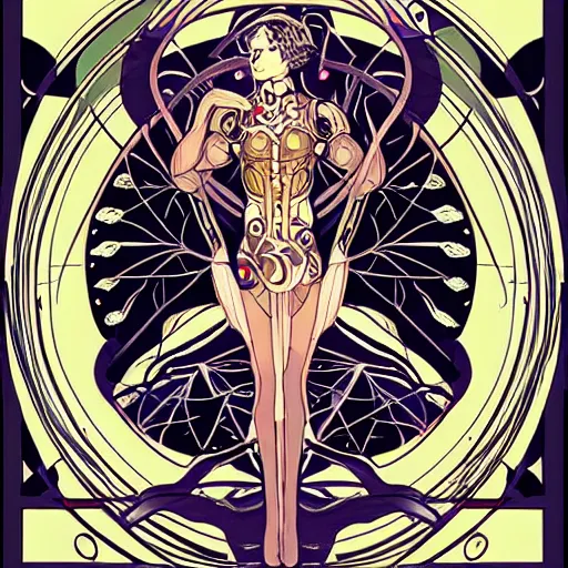 Image similar to cyborg art nouveau