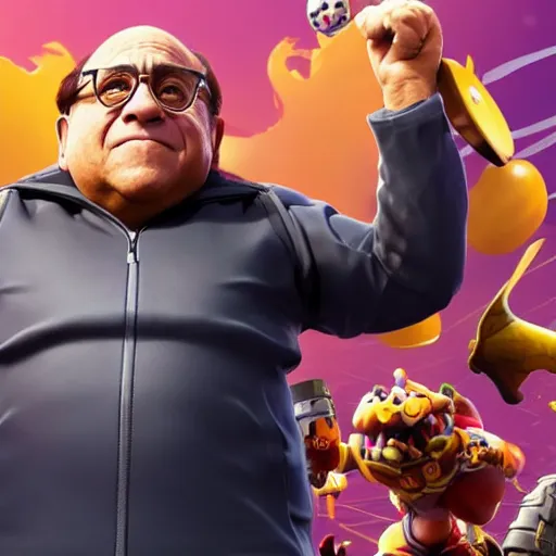 Image similar to Danny Devito in Fortnite, 4k, Octane Render