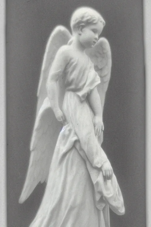 Image similar to old realistic photo of an angel, photograph, early 1 9 0 0's, black and whitehighly detailed, matte, sharp focus, smooth, sharp focus, illustration