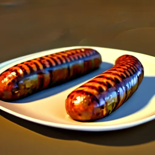 Image similar to realistic 3 d unreal engine render of a half fish half sausage alone on a plate, fish fins on a sausage