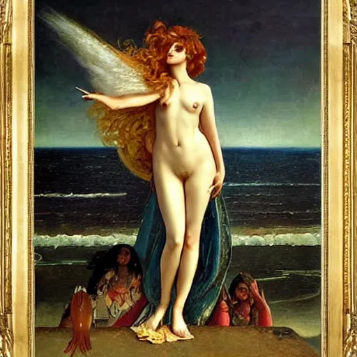 Image similar to lady gaga artpop act ii by gaston bussiere, greg rutkowski, sandro botticelli birth of venus