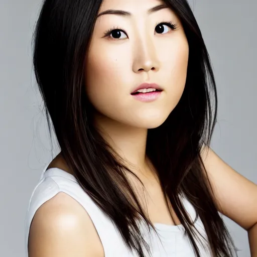 Image similar to beautiful portrait karen fukuhara face straight on headshot even lighting