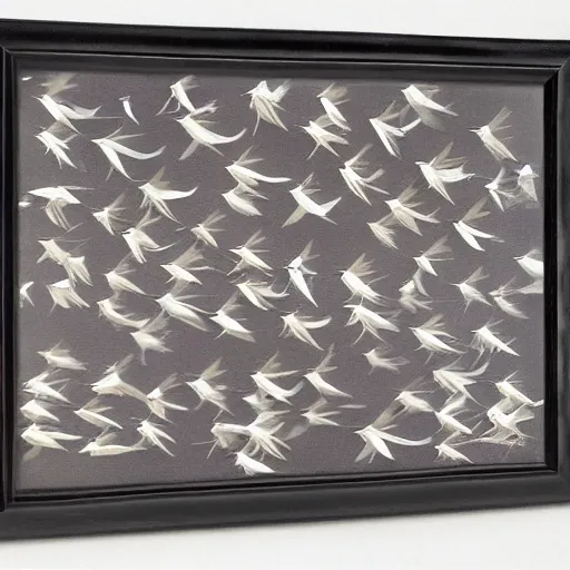 Prompt: a swarm of paper cranes by caravaggio