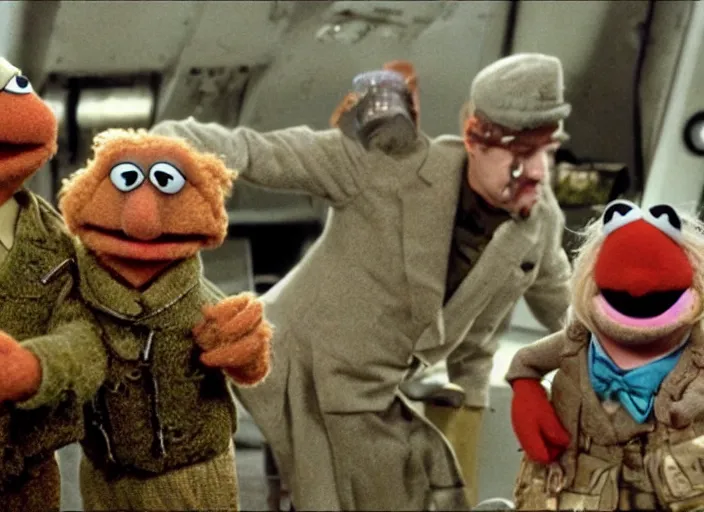 Image similar to dramatic! landing scene from muppet! save private ryan