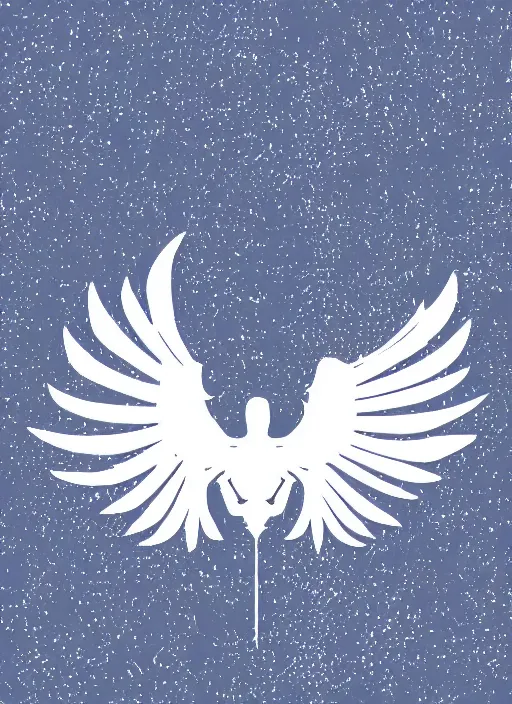 Prompt: white phoenix on salt crystals simple background simplified design geometric graphic design flying phoenix in the deep clouds thick