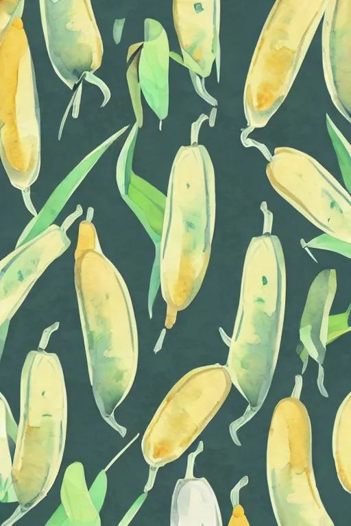 Image similar to minimalist watercolor banana plants, illustration, vector art