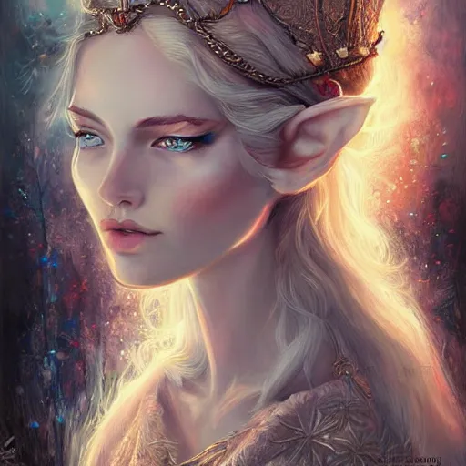 Image similar to a beautiful elvish goddess , 8k, highly detailed, sharp, realistic, in style of Anna Dittmann