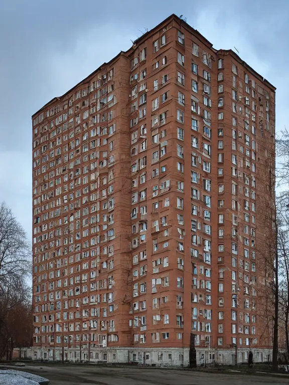 Image similar to soviet panel apartment building photo, extreme wide shot