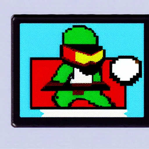 Prompt: 16bit ninja with blue suit, snes style