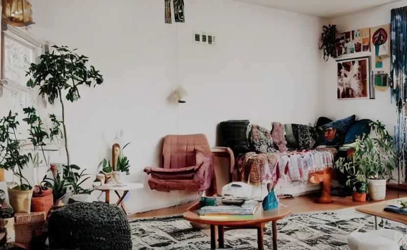 Prompt: a very 60's hippy style apartment, 35mm,Epic,cinematic