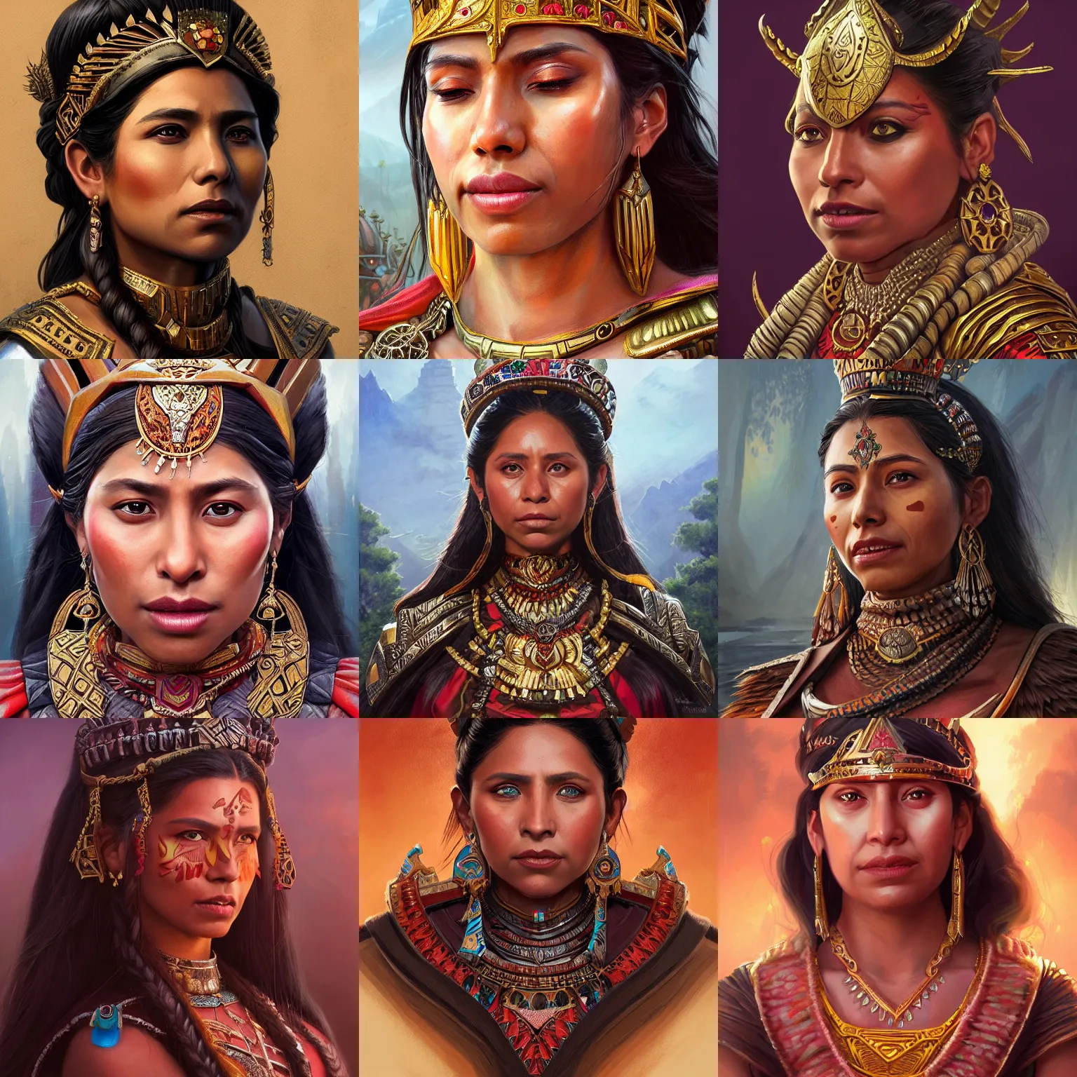 Image similar to aztec empress, Yalitza Aparicio, D&D, fantasy, portrait, highly detailed, digital painting, trending on artstation, concept art, sharp focus, illustration, art by artgerm and greg rutkowski and magali villeneuve