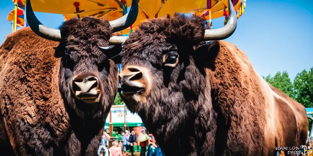 Image similar to fair rides petting zoo lone bison focus photography