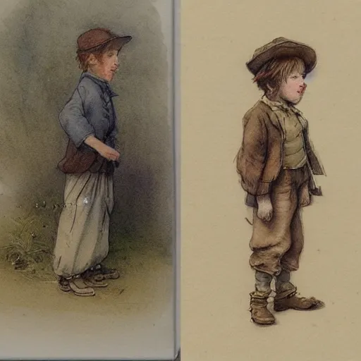 Image similar to portrait of a child standing and facing front looking strait ahead with a clear detailed face a muted color watercolor sketch of story book character ifrom the book Baltimore & Redingote by Jean-Baptiste Monge of an old man in the style of by Jean-Baptiste Monge that looks like its by Jean-Baptiste Monge and refencing Jean-Baptiste Monge