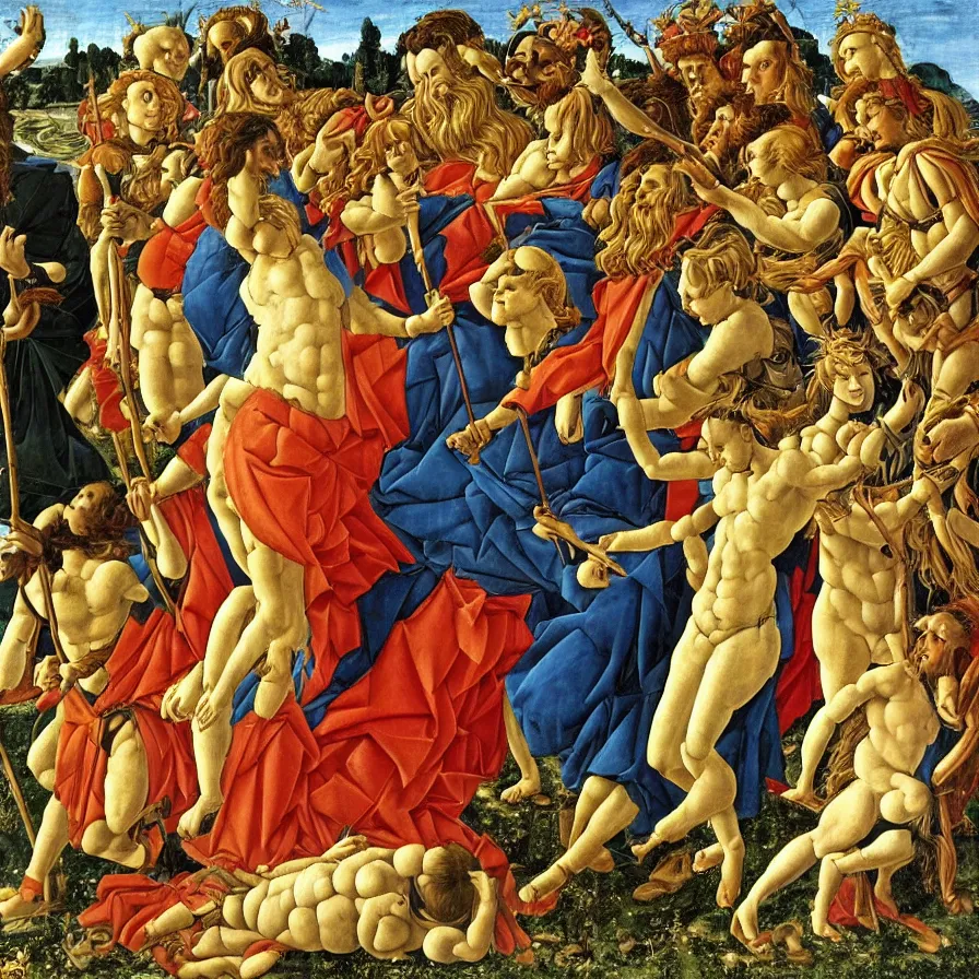 Image similar to The Birth of Asterix the gaul. a painting by by Sandro Botticelli