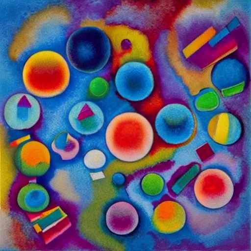 Prompt: colorful 3d spheres surrounded by ice cubes by Kandinsky