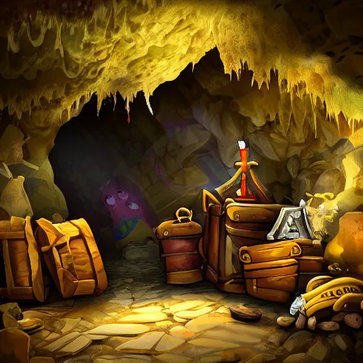 Image similar to a cave hiding a pirate's treasure hoard