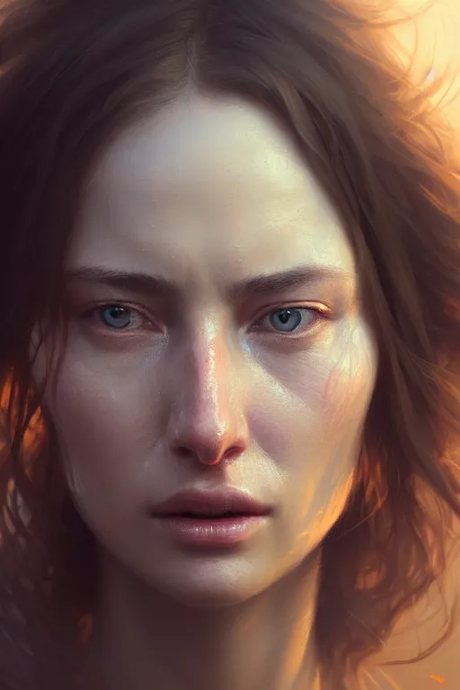 Image similar to ultra detailed close up facial portrait of lara worthington, extremely detailed digital painting, in the style of fenghua zhong and ruan jia and jeremy lipking and peter mohrbacher, mystical colors, rim light, beautiful lighting, 8 k, stunning scene, raytracing, octane, trending on artstation