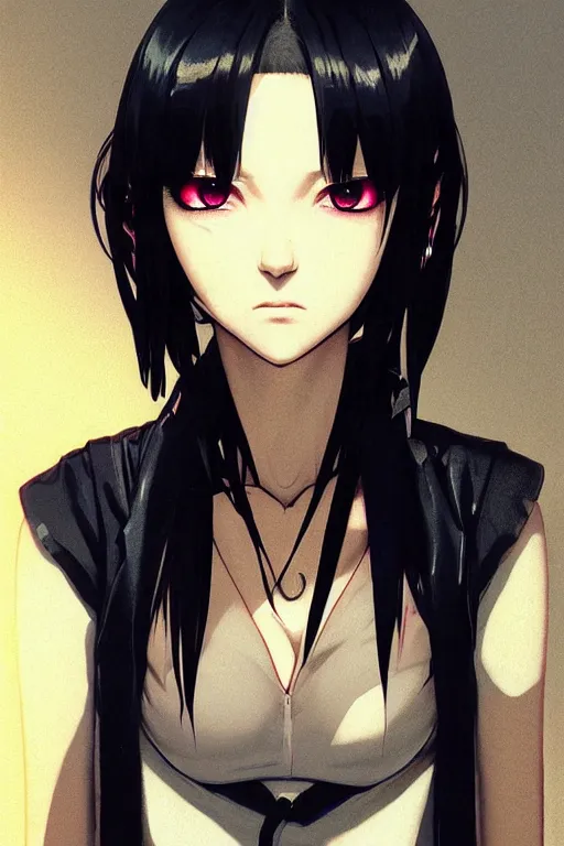 Image similar to portrait Anime goth cyberpunk girl, blame, cute-fine-face, black-hair pretty face, realistic shaded Perfect face, fine details. Anime. realistic shaded lighting by Ilya Kuvshinov katsuhiro otomo ghost-in-the-shell, magali villeneuve, artgerm, rutkowski, WLOP Jeremy Lipkin and Giuseppe Dangelico Pino and Michael Garmash and Rob Rey