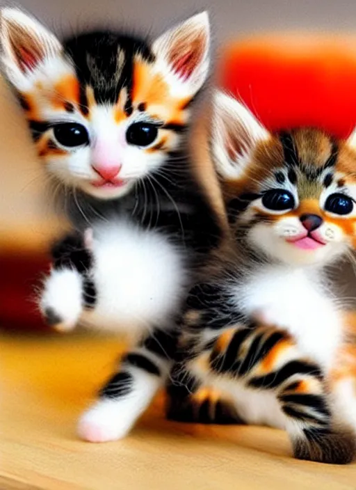 Image similar to clear photorealistic picture of adorable kittens made out of sushi