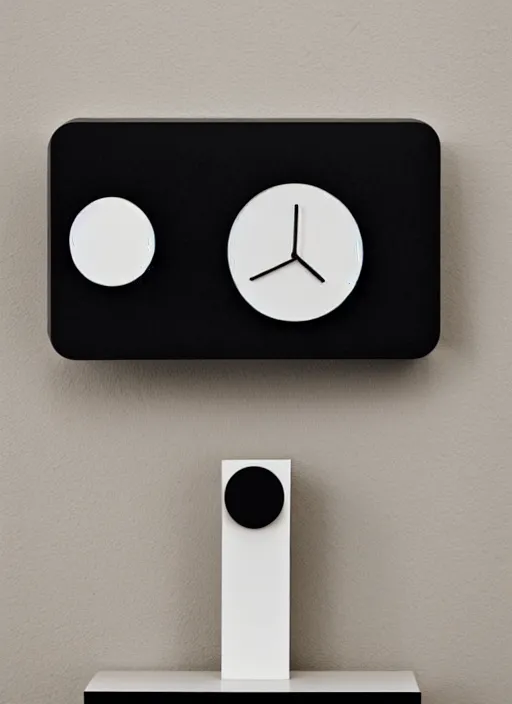 Image similar to minimalist symmetrical grandfarther clock designed by Dieter Rams and Naoto Fukasawa