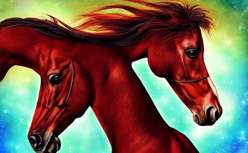 Image similar to Magical and fantasy digital painting of a horse