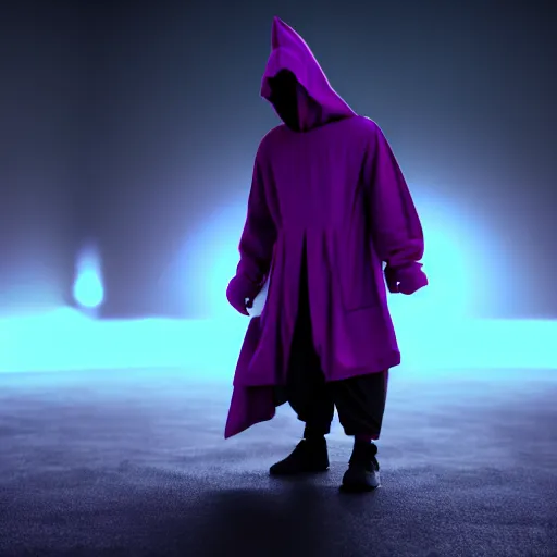 Image similar to purpur tentakel. super realistic 8 k render of a dark hooded powerful elegant, cinematic composition