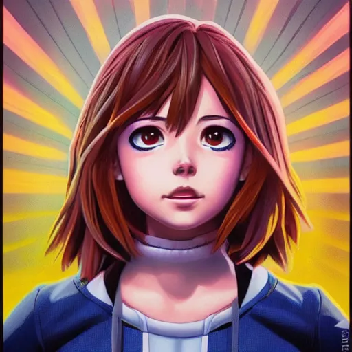 Image similar to lofi Uraraka from My Hero Academia portrait, Pixar style, by Tristan Eaton Stanley Artgerm and Tom Bagshaw.