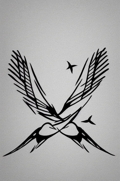 a simple tattoo design of minimalist swallows flying | Stable Diffusion |  OpenArt