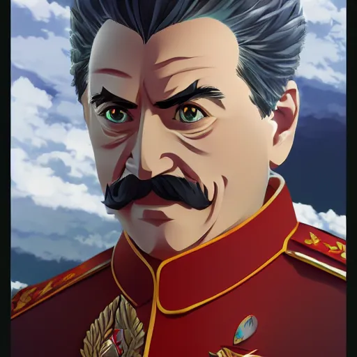 Prompt: portrait of stalin as a racing legend, anime fantasy illustration by tomoyuki yamasaki, kyoto studio, madhouse, ufotable, square enix, cinematic lighting, trending on artstation