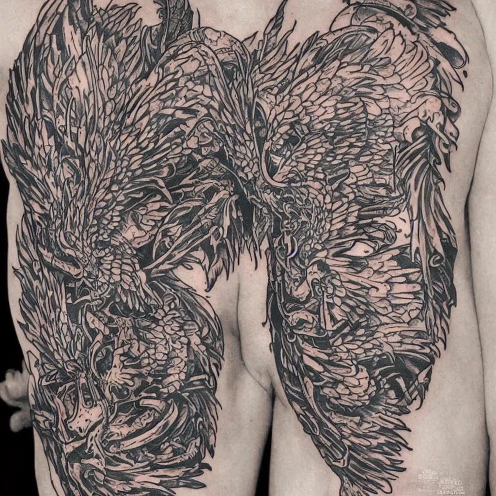 Prompt: tribal phoenix tattoo,