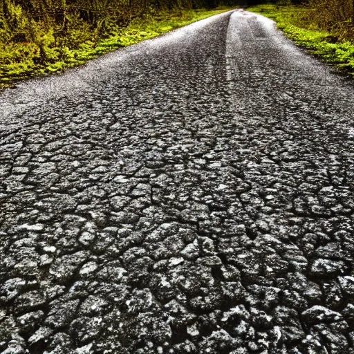 Prompt: topdown texture of an old abandoned road