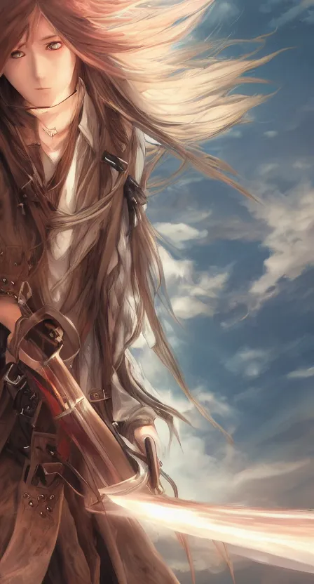 Image similar to newbie adventurer, anime style, long hair, hair down, symmetrical facial features, from arknights, hyper realistic, 4 k, rule of thirds, extreme detail, detailed drawing, safebooru, hd, fantasy leather clothing, by alphonse mucha, greg rutkowski, sharp focus, backlit