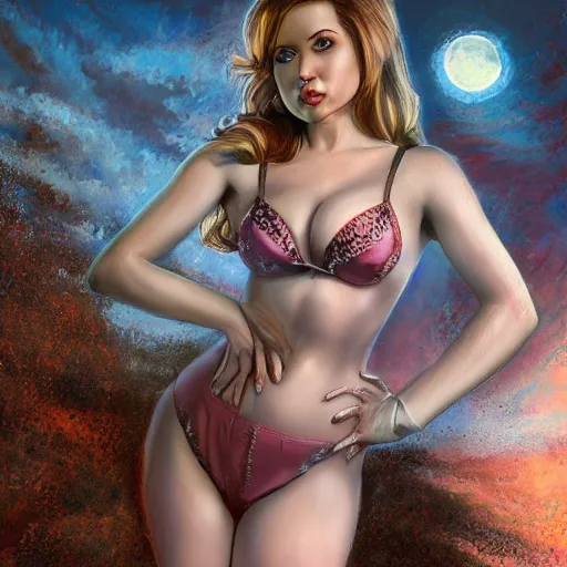 Image similar to Kaitlyn Michelle Siragusa, better known as Amouranth, full body portrait, by Kevin Kev Walker, by Greg Staples, by Christopher Moeller, by Ron Spencer, by Daarken, by Carl Critchlow