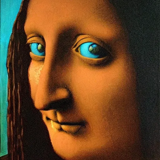 Image similar to beksinski, zdzisław - mona lisa in the style of beksinski, zdzisław by beksinski, zdzisław