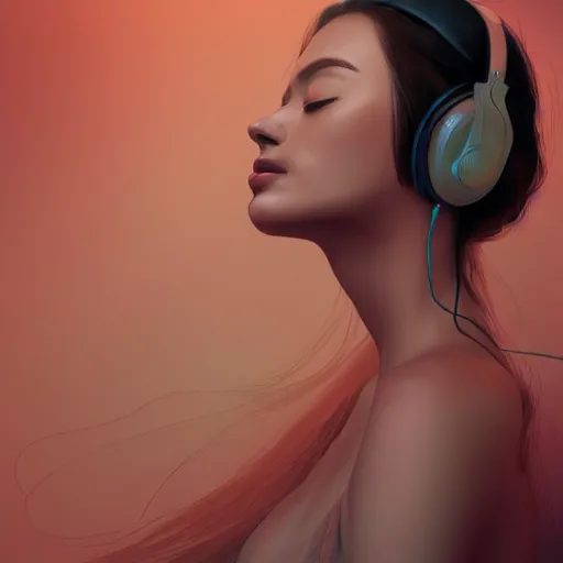 Prompt: an illustration of a beautiful woman listening to music by Mingchen Shen, highly detailed, digital art, trending on artstation