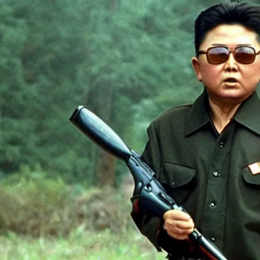 Image similar to a still of Kim Jong-il as John Rambo in Rambo First blood