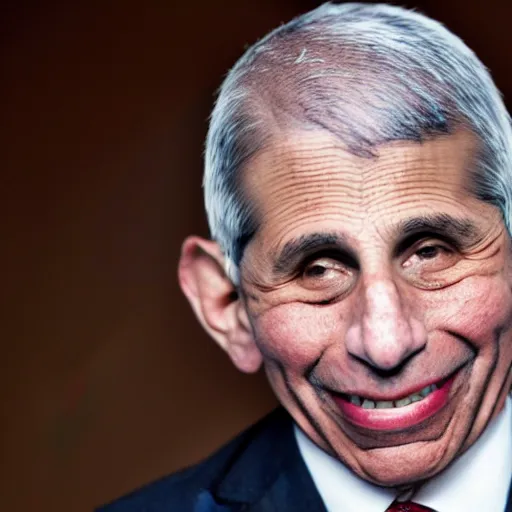 Prompt: laughing Anthony Fauci with monkeypox blisters on his face