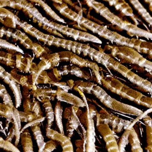 Prompt: maggots under a microscope