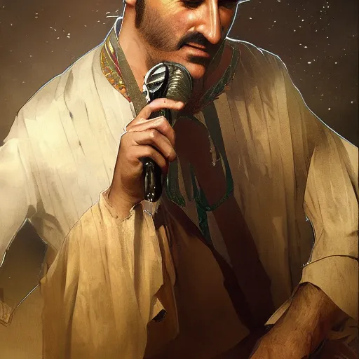 Prompt: portrait of kurdish singer ahmet kaya, highly detailed, digital painting, artstation, concept art, sharp focus, illustration, art by art germ and greg rutkowski and alphonse mucha