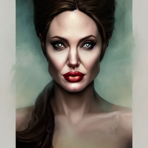 Prompt: a portrait of angelina jolie as a league of legends character, by tom bagshaw