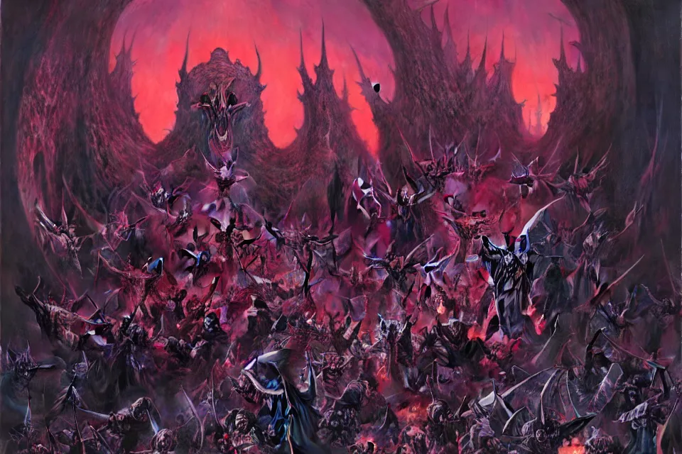 Image similar to satans fall from paradise into hell by james ryman, wayne barlowe.