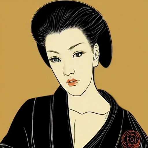 Image similar to elisha cuthbert, digital art, utamaro kitagawa style