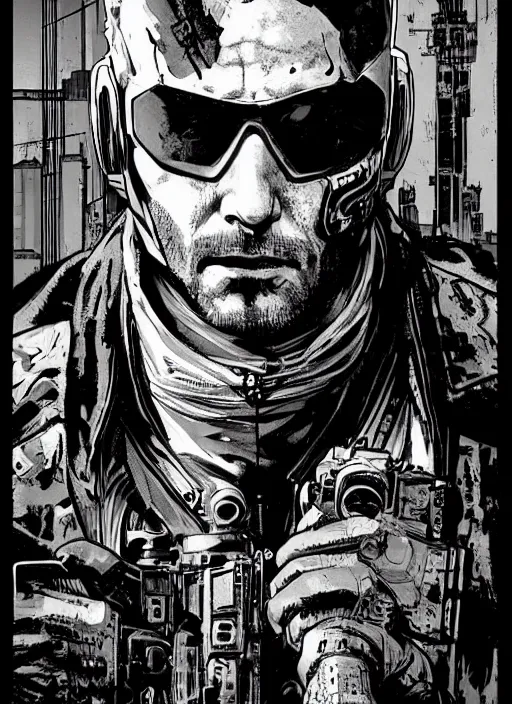 Image similar to cyberpunk blackops spy. night vision. portrait by ashley wood and alphonse mucha and laurie greasley and josan gonzalez and james gurney. spliner cell, apex legends, rb 6 s, hl 2, d & d, cyberpunk 2 0 7 7. realistic face. dystopian setting.