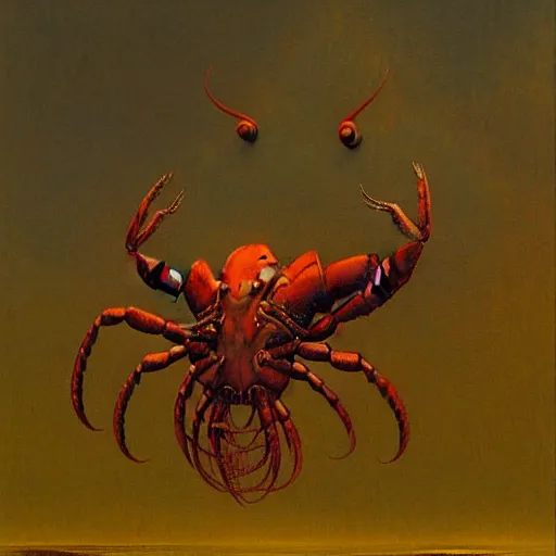 Image similar to lobster demon by beksinski