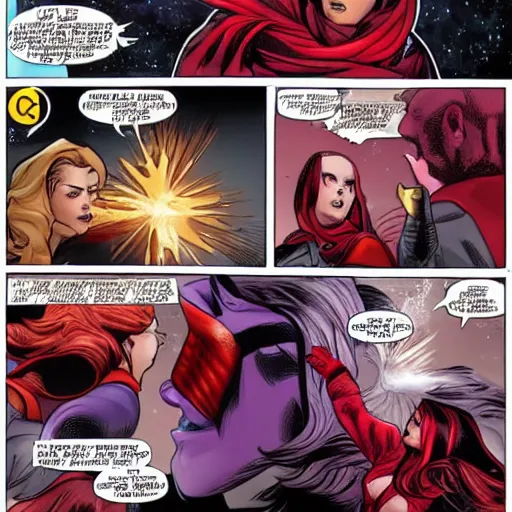 Image similar to scarlet witch killing thanos, detailed